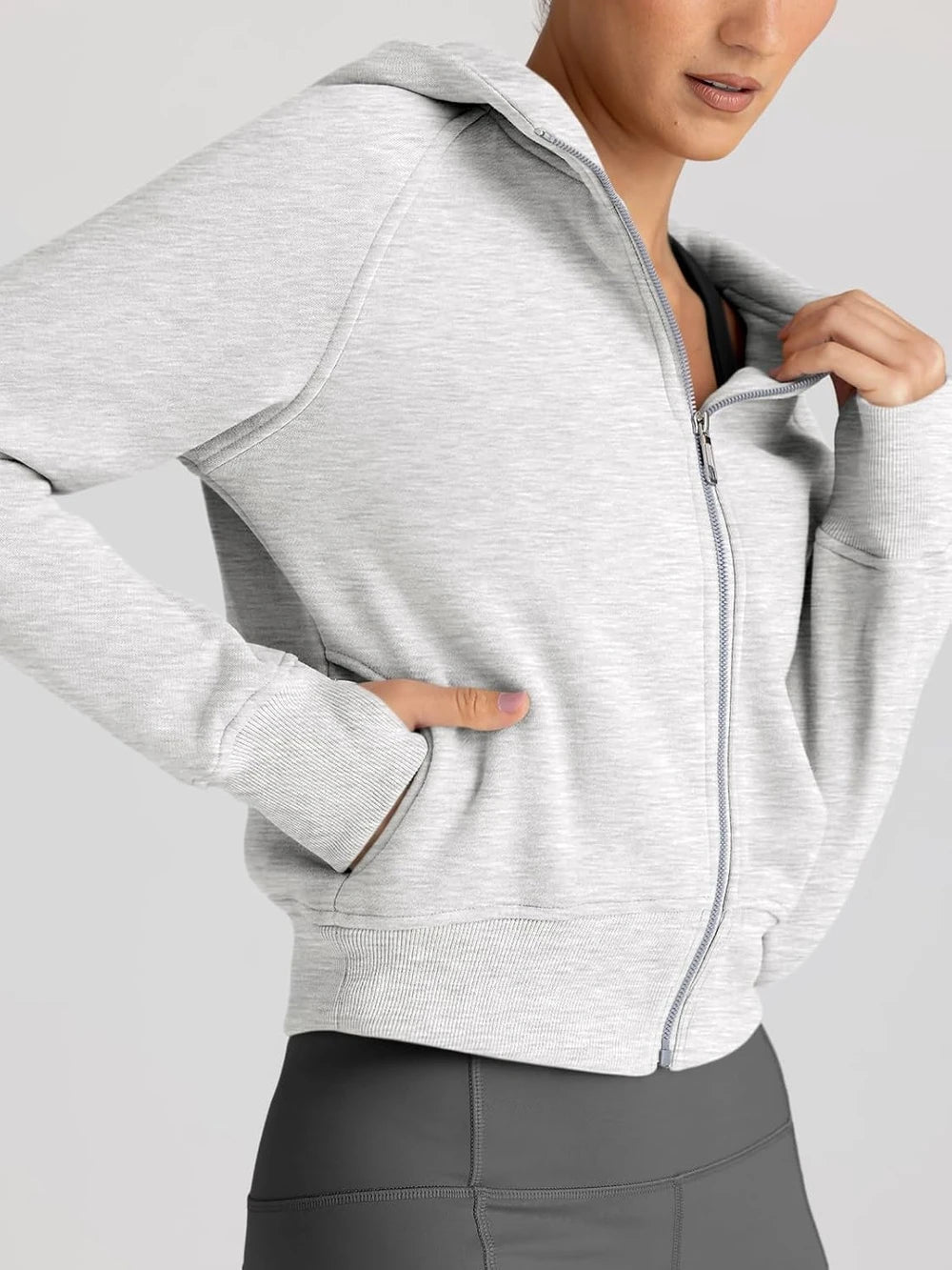 Cropped Zip Up Hoodie