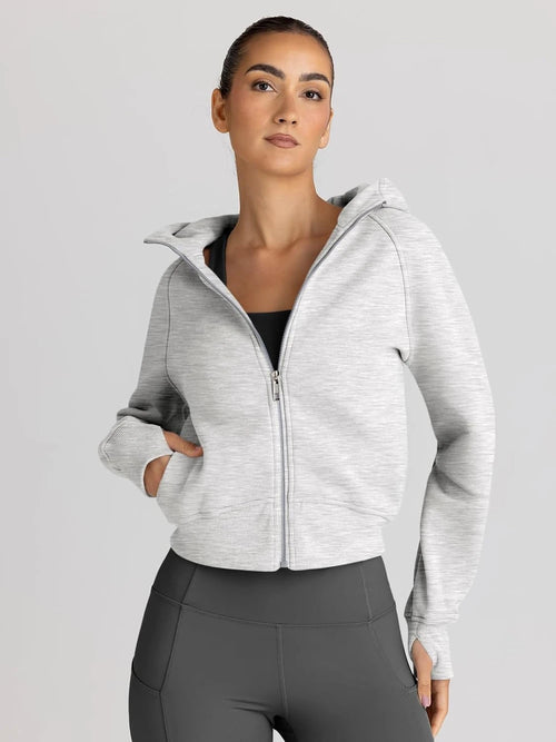 Cropped Zip Up Hoodie