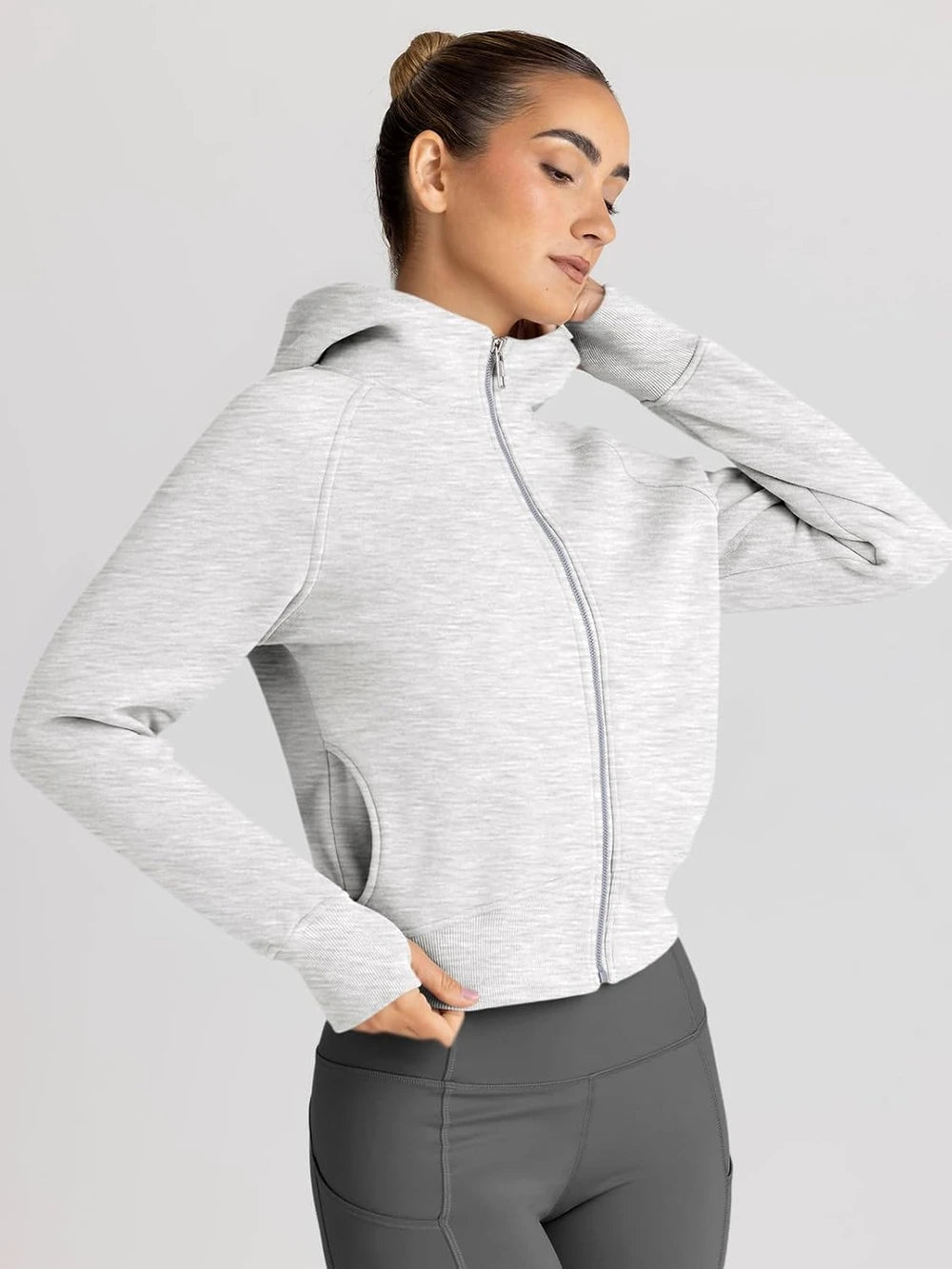 Cropped Zip Up Hoodie