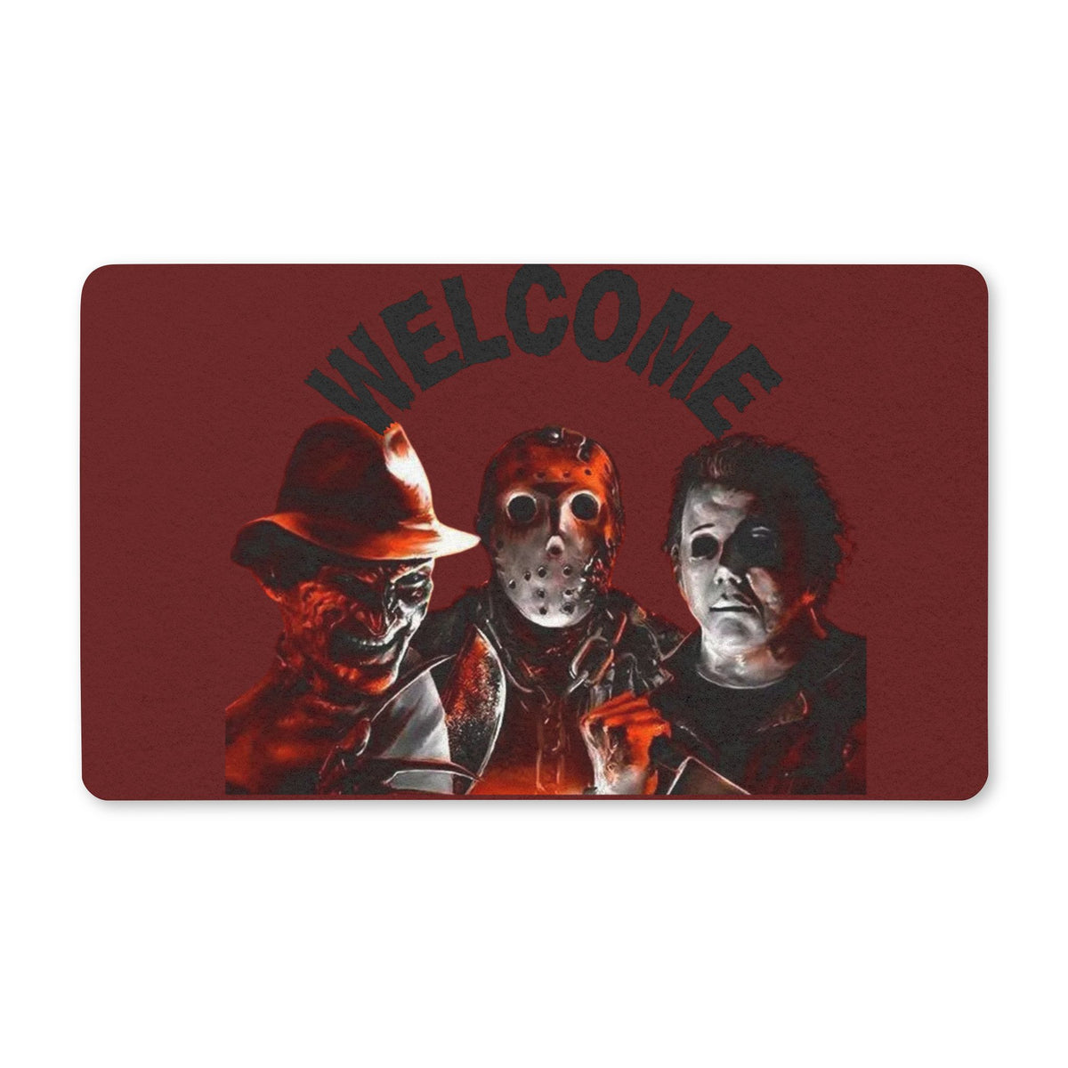 Doormat — 'Welcome' Horror Movie Slasher Trio Polyester Doormat