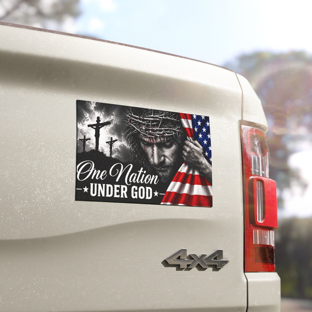 One Nation Under God Car Magnet — Patriotic Christian Magnetic Decal